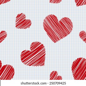 design red hearts on paper texture