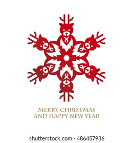 Design of reindeer shaped snowflake