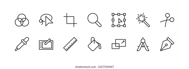 design related icon set. Editable stroke. Pixel Perfect 48x48px icons