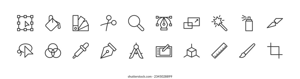 conjunto de iconos relacionados con el diseño. Trazo editable. Iconos Pixel Perfect 48x48px