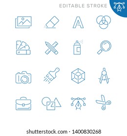 Design related icons. Editable stroke. Thin vector icon set, black and white kit