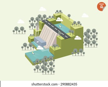 design of renewable energy source,hydro-power,dam and generator unit and transmission line that design in cubic form
