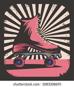 design of retro roller skate card