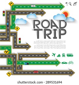 Design road & street arrow with transportation icon set, vector template background, Illustration EPS 10.