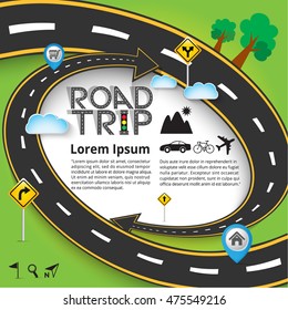 Design road & street template with pointer Icon set, green concept, travel, Vector EPS10