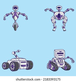 Design robot character collection vector cartoon