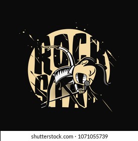 Design Rock Star For Print Tshirt, Hipster Male Karaoke, Vector Illustration