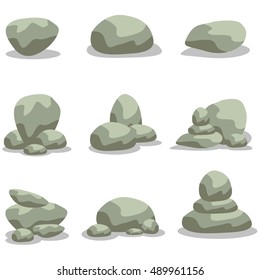 Design rock stone set element of vector illustration