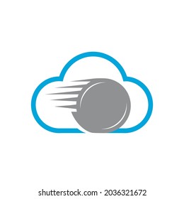 design of a rolling coin with cloud outline