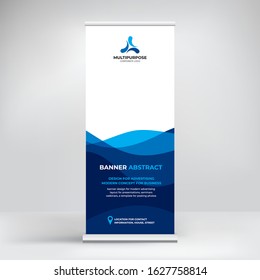 Design of roll-up advertising banner, modern graphic background for photos and text, template for conferences, seminars, exhibitions