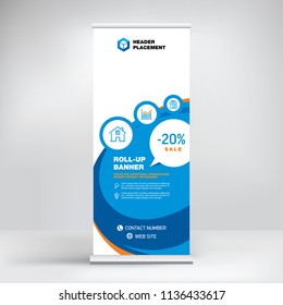 Design roll-up, advertising banner template, stand for presentations, conferences, exhibitions, modern business concept for product promotion, creative background for posting photos and text