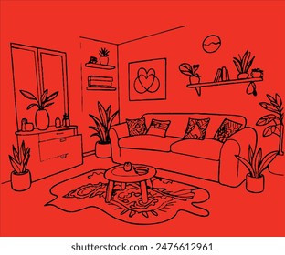 design of room in read background