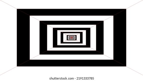 Diseñar una habitación suficientemente profunda como para un túnel con líneas negras y fondo blanco, diseño minimalista, diseño vectorial