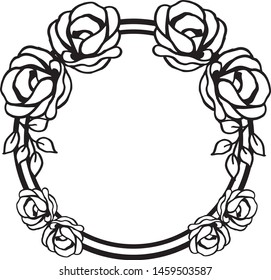 Design rose floral frame, there is place for your text in the center. Vector