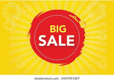 Design of Round banner for big sales. Yellow tag templates with special offers for purchase, strokes and elements.