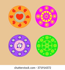 Design round  icons with patterns,vector illustration
