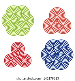 Design round logo element. Abstract wave vector template set. Chinese knots icon.