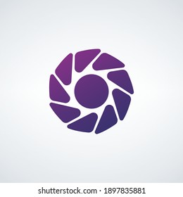 Design round logo element. Shape circle logo. Triangles sun. Stock vector illustration isolated on white background