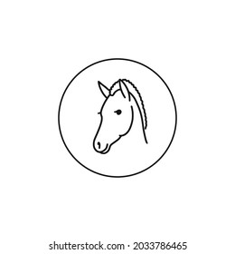 Design of a round logo on an equestrian theme, horse's head