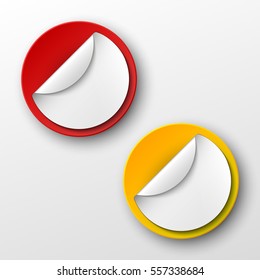 Design Round shape. Origami vector circle banner. Four color stickers inscriptions