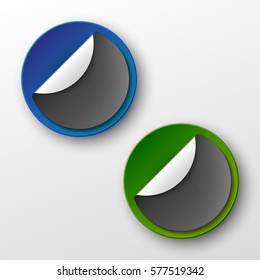 Design Round shape. Origami vector circle banner. Four color stickers inscriptions