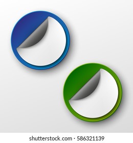 Design Round shape. Origami vector circle banner. Four color stickers inscriptions