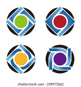 Design round and square logo element.Abstract circle pattern. Colorful icons set. 