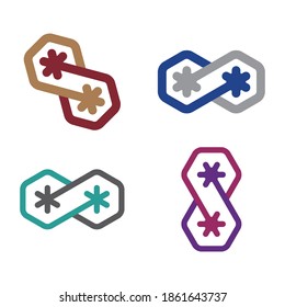 Design round wheel logo element. Abstract vector template set. Knots icon. You can use in the media, alliances, environmental protection, mutual aid associations and other social welfare agencies. 