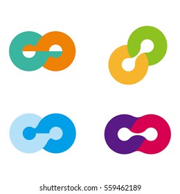 Design round wheel logo element. Abstract vector template set. Knots icon. You can use in the media, alliances, environmental protection, mutual aid associations and other social welfare agencies. 