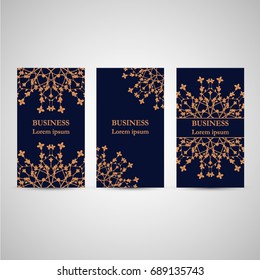Design of Royal Cards with Vintage Floral Ornaments. Set of Business Template with Elegant Emblems and Noble Color. Vector Illustration
