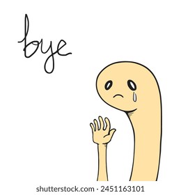 Design of sad expression and bye message