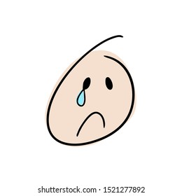 design of sad expression line draw