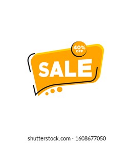 Design of sale label tag with discount offer. Yellow design vector with black outlined. Label for social media sale promotion.