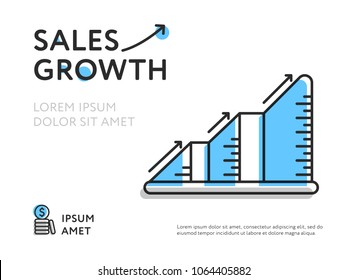Design of sales increase composed in growing chart with words and space for text. 