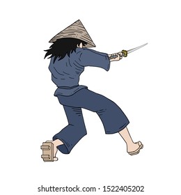 Design of samurai with sword