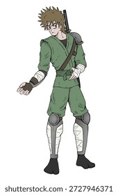 Design of samurai warrior waiting