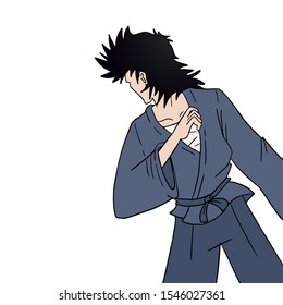 design of samurai watching drawing