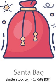 Diseño de la bolsa de santa en estilo plano editable 