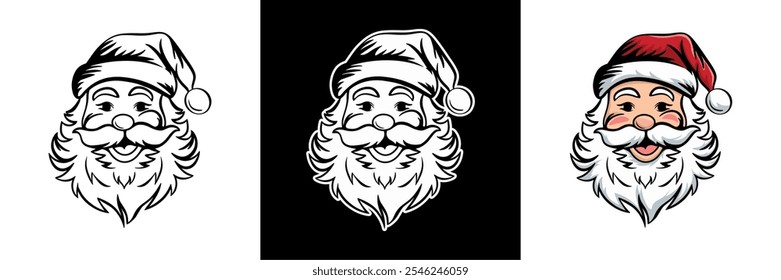 Design of Santa Claus head with laughing face