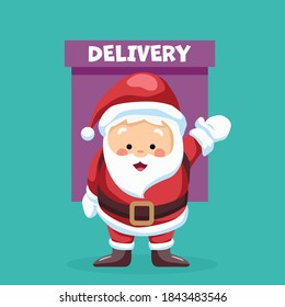 Design of santa claus making delivery