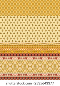 Design for Saree, Patola, Sari, Dupatta, textile, Clothing. Tile pattern. Geo print. Bohemian style. Fashion. Vector.