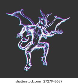 Design of satanic creature draw