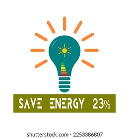 Design For Save Energy 23%.  Save the planet and energy concept. 
Renewable energy line icon logo.  Vector illustration.