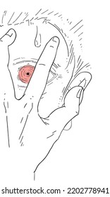 Design of scared expression draw