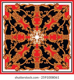 Design scarf with Baroque vintage elements. Vector