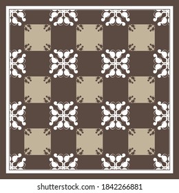 Design scarf with Brown baroque elements. Vector illustration.