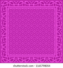 Design of a Scarf with a Geometric Flower Pattern . Vector illustration. Seamless. For Print Bandana, Shawl, Carpet, tablecloth, bed cloth, fashion.