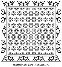 Design of a Scarf with a Geometric Flower Pattern . Vector illustration. Seamless. For Print Bandana, Shawl, Carpet, tablecloth, bed cloth, fashion.