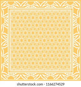 Design of a Scarf with a Geometric Flower Pattern . Vector illustration. Seamless. For Print Bandana, Shawl, Carpet, tablecloth, bed cloth, fashion.
