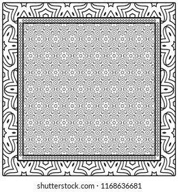 Design of a Scarf with a Geometric Flower Pattern . Vector illustration. Seamless. For Print Bandana, Shawl, Carpet, tablecloth, bed cloth, fashion.